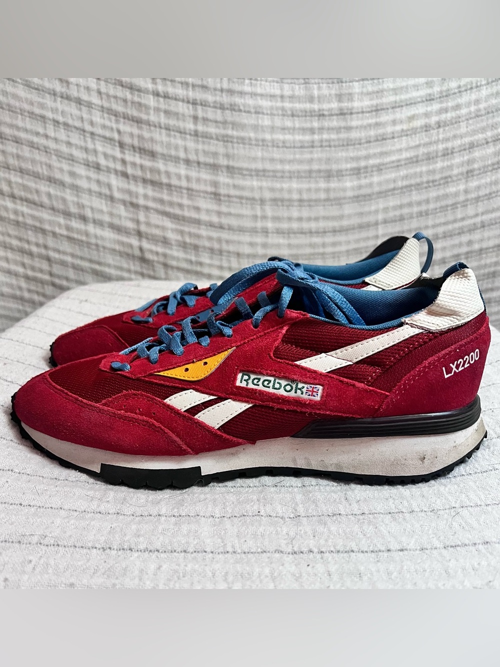 Reebok Men's Red and Blue LX2200 Old School Style Sneakers